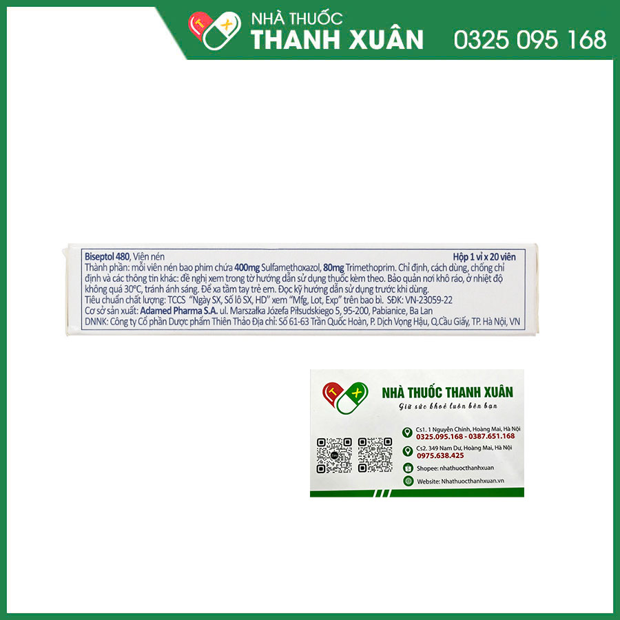 Biseptol 480 thuốc kháng sinh điều trị và dự phòng viêm phổi, nhiễm trùng tiết niệu, viêm tai giữa, viêm phế quản